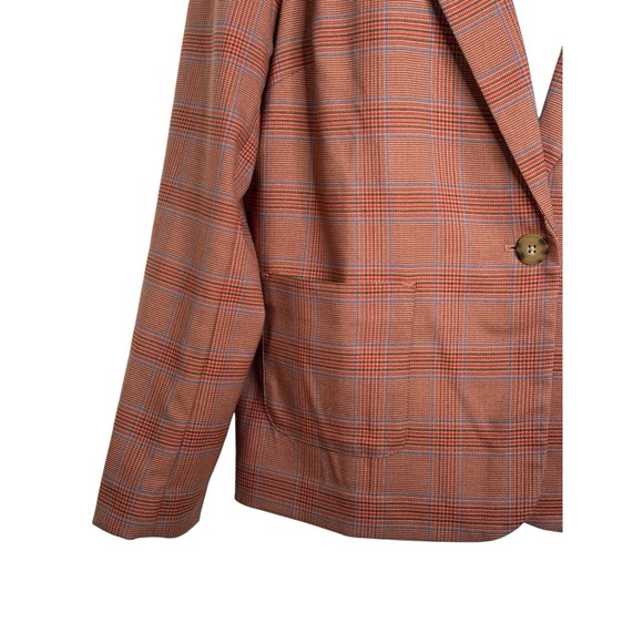 New J. Jill Blazer Jacket Medium Petite Auburn Plaid Bohemian 1 Button MP Career - Picture 5 of 11